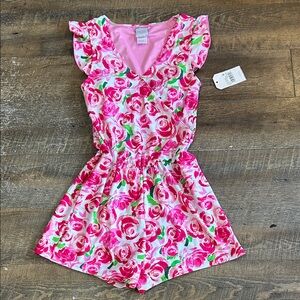 NEW Stella Parker‎ Floral Pink Swim Suit Romper Size Small Modest Shorts